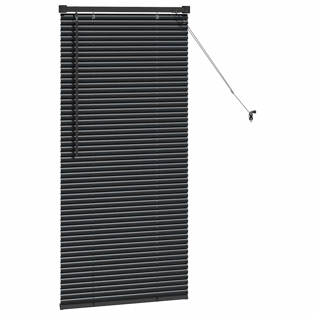 Window Blind with Curtains Manual Black Aluminium